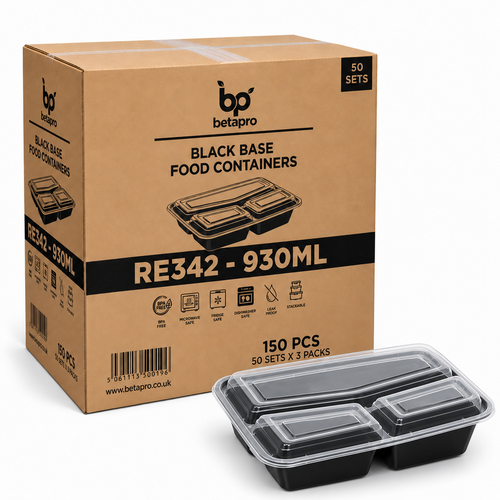 RE342 RECTANGULAR BLACK CONTAINER WITH LID 1x150