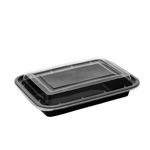 RE28 RECTANGULAR BLACK CONTAINER WITH LID 1x150