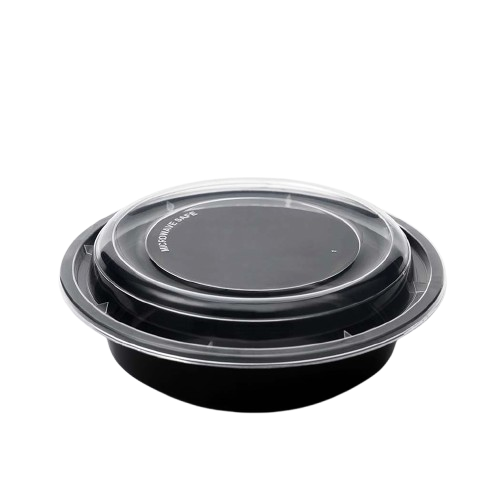 RO24 CIRCLE BLACK CONTAINER WITH LID 1x150