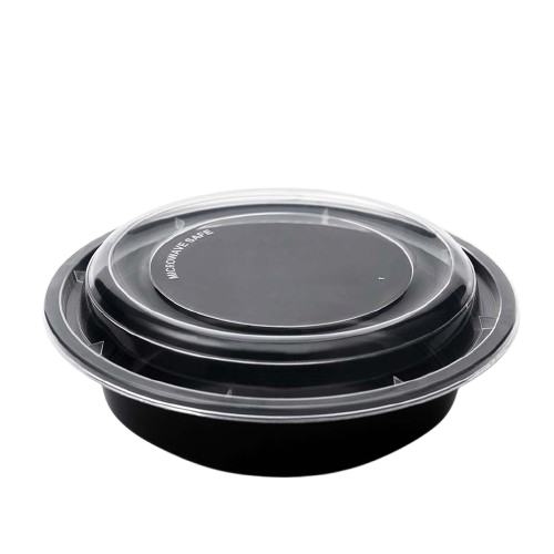 RO32 CIRCLE BLACK CONTAINER WITH LID 1x150