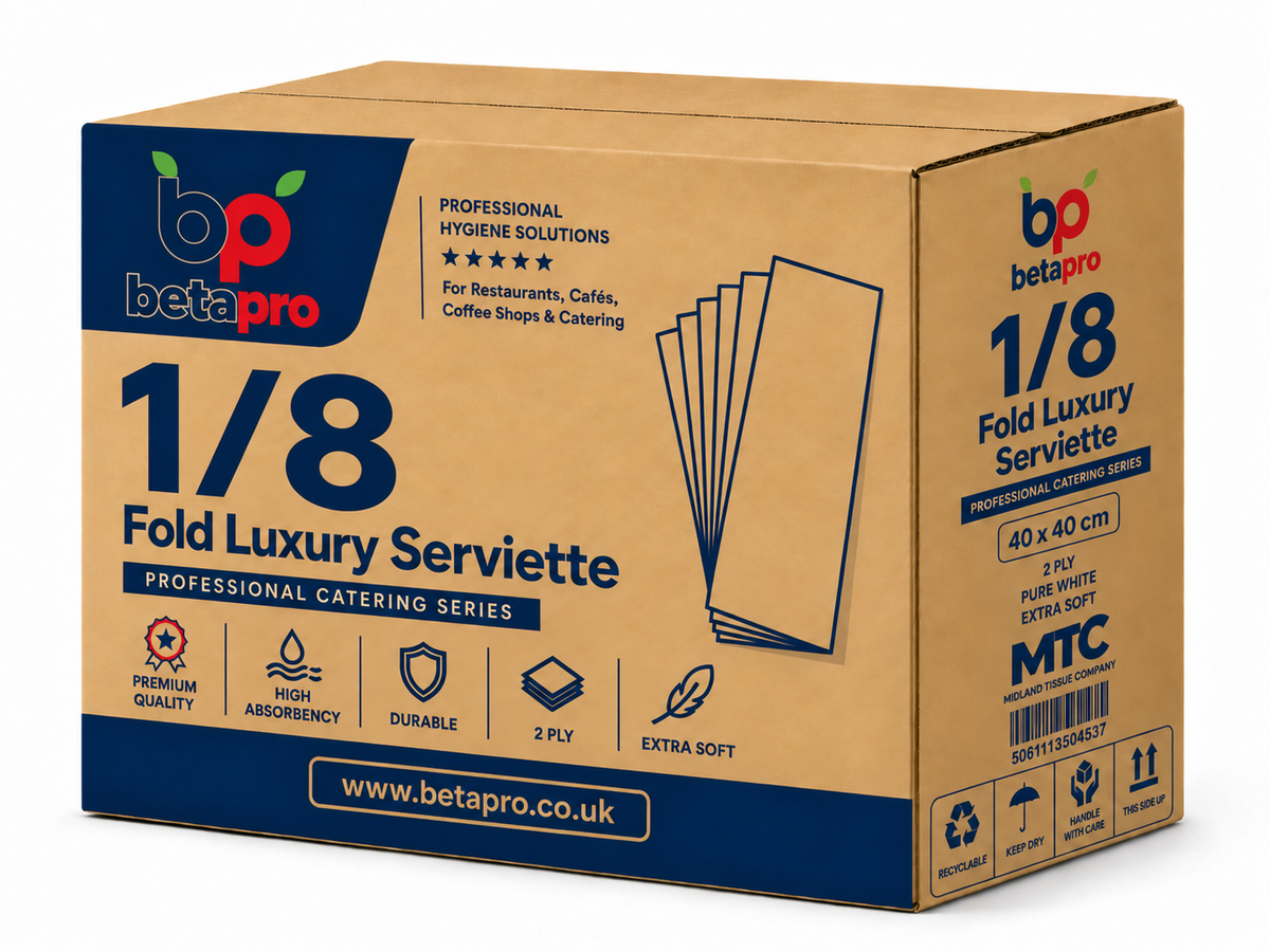 Betapro Luxury Napkins 40x40cm 1/8 Fold – Case of 16 Packs x 125pcs