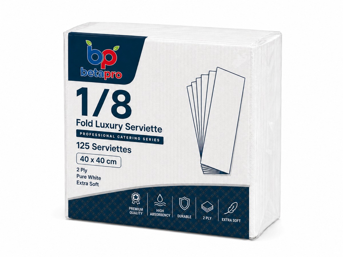Betapro Luxury Napkins 40x40cm 1/8 Fold – Case of 16 Packs x 125pcs