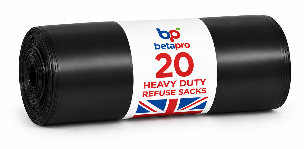 Betapro MD20 Black Bin Bags – 20-Bag Rolls, 20 Packs per Case