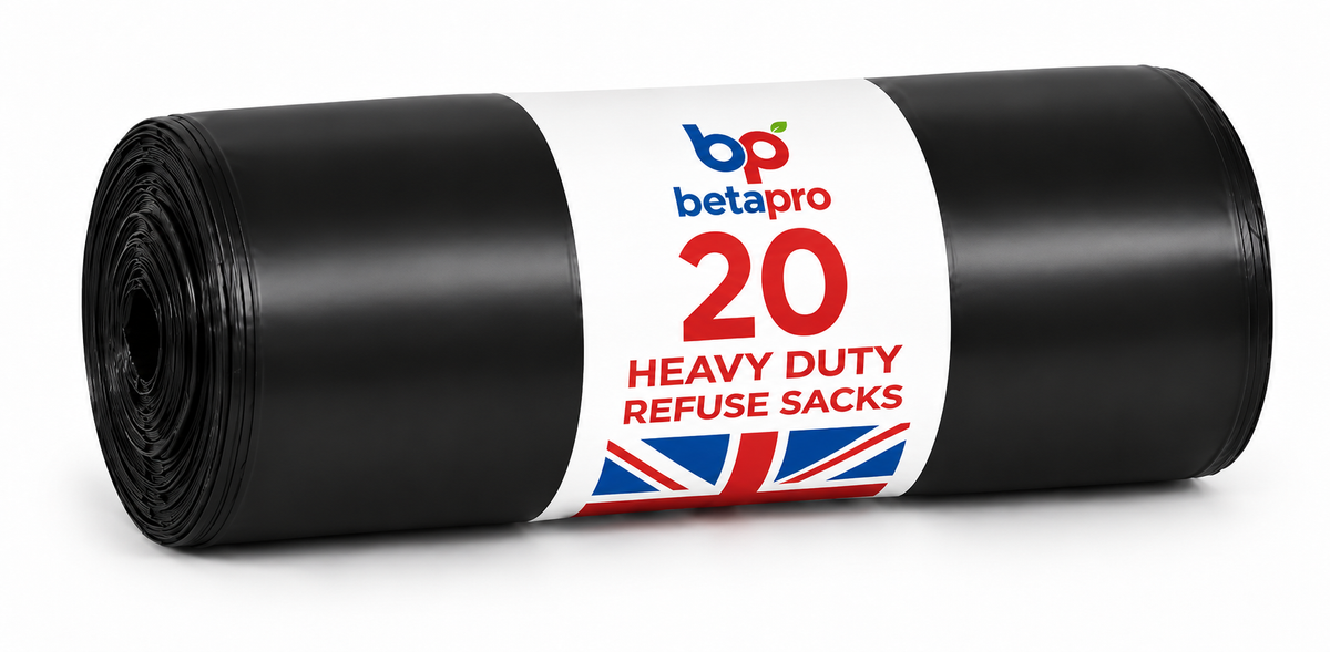 Betapro MD20 Black Bin Bags – 20-Bag Rolls, 20 Packs per Case