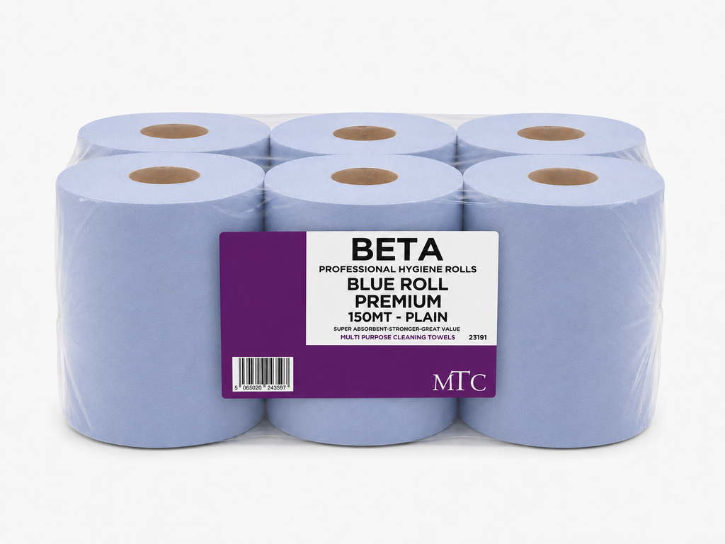 Betapro Blue Roll Premium 150m Centrefeed – Case of 6