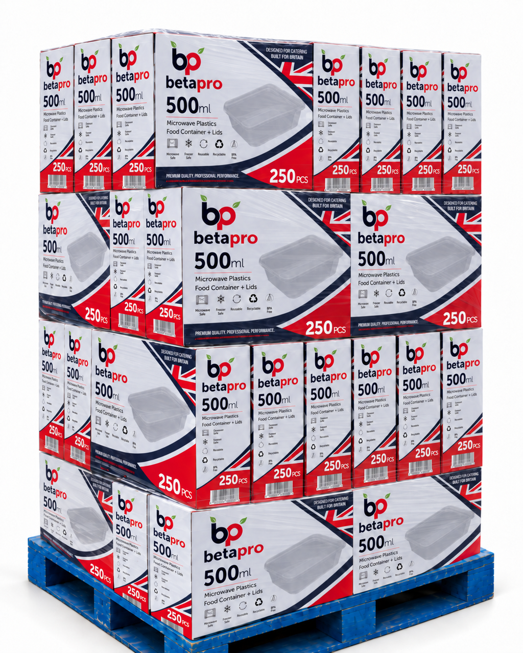 Betapro 500ml Microwave Takeaway Containers with Lids – Case of 250