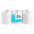 Mini Jumbo Pure White toilet roll 200m 76mm core 1x12 pack — premium 200m 76mm dispenser washroom roll, buy online UK