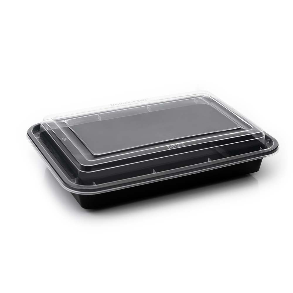 RE32 RECTANGULAR BLACK CONTAINER WITH LID 1x150