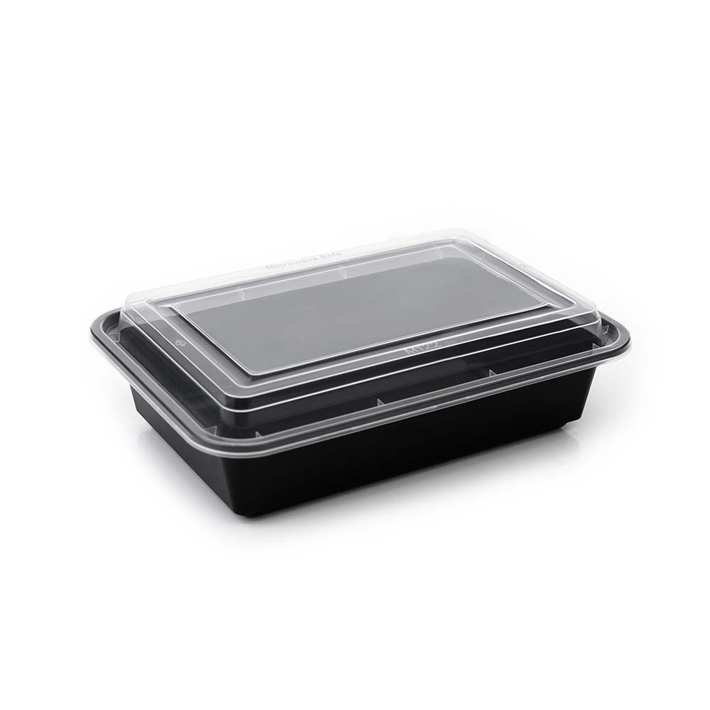 RE38 RECTANGULAR BLACK CONTAINER WITH LID 1x150