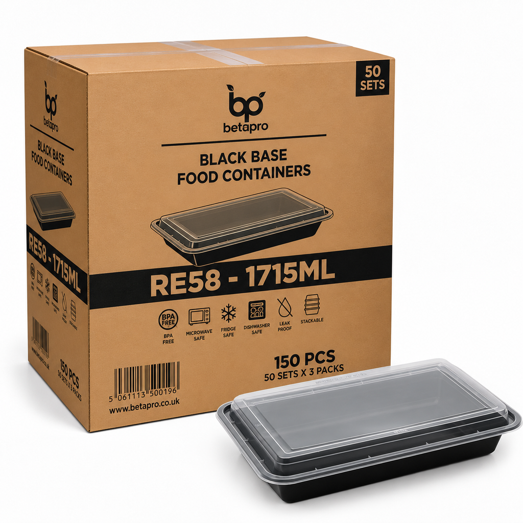 RE58 RECTANGULAR BLACK CONTAINER WITH LID 1x150