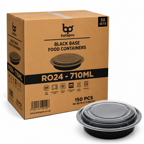 RO24 CIRCLE BLACK CONTAINER WITH LID 1x150