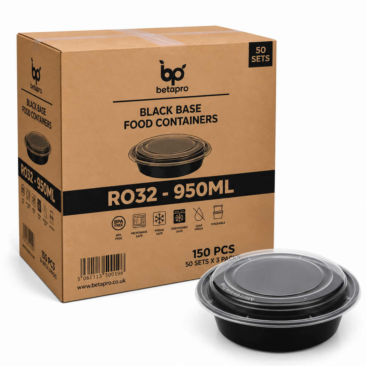 RO32 CIRCLE BLACK CONTAINER WITH LID 1x150